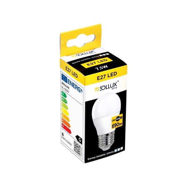 Lampadina LED con luce neutra con presa E27, 7,5 W – Sollux-image-1