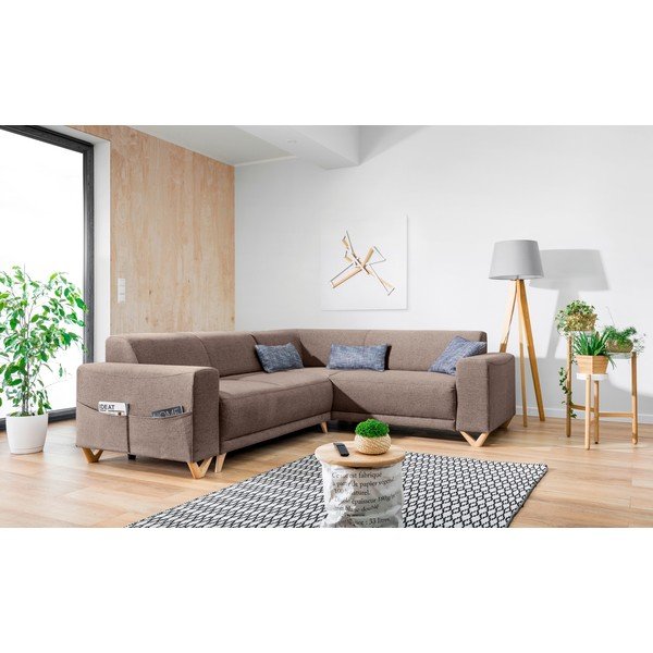 Divano angolare marrone allungabile e con contenitore (con penisola a destra/a L) Classy Sophie – Miuform-image-3