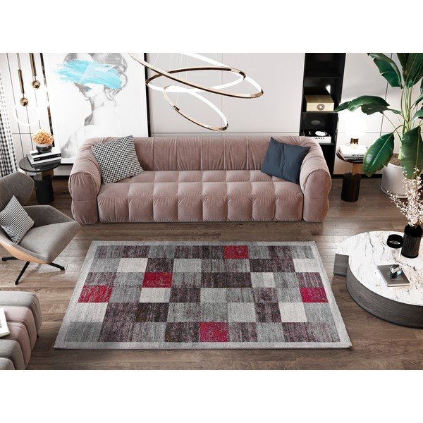 Tappeto rosso-grigio 200x290 cm Sheki - Universal-image-1