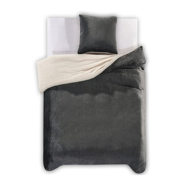 Biancheria da letto in microfibra grigio scuro Teddy, 200 x 200 cm - DecoKing