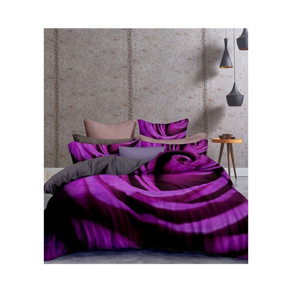 Biancheria da letto singola in microfibra viola Omorfi, 155 x 220 cm - DecoKing-image-1