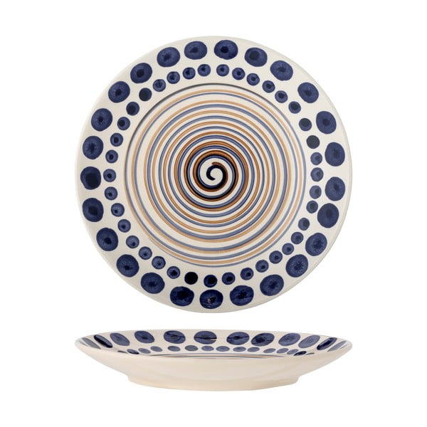 Piatto in gres bianco-blu scuro ø 27 cm Shama - Bloomingville-image-2