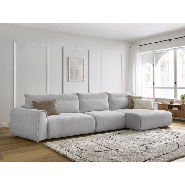 Divano angolare in grigio chiaro Aden – Bobochic Paris-image-1