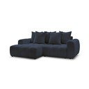 Divano angolare blu allungabile/con contenitore (con penisola a sinistra/con chaise lounge) con rivestimento in bouclé Roxelane – Bobochic Paris