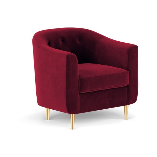 Červená sametové křeslo Kooko Home Corde