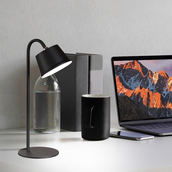 Lampada da tavolo a LED nera con paralume in metallo (altezza 34 cm) Voet - Fischer & Honsel-image-1