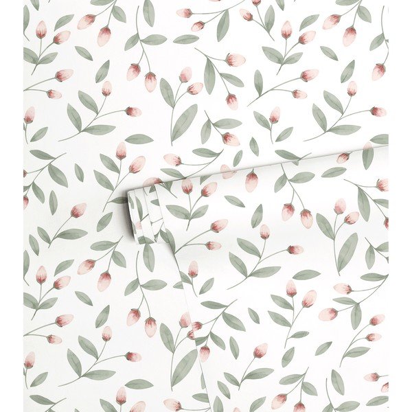 Carta da parati per bambini in tessuto grezzo 10 m x 50 cm Flower Buds - Lilipinso-image-2