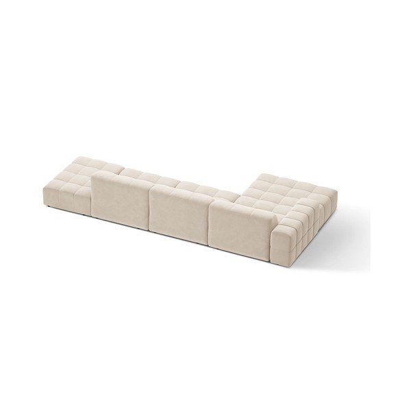 Divano angolare color crema (con penisola a sinistra/con chaise lounge) con rivestimento in velluto Chicago – Cosmopolitan Design-image-2