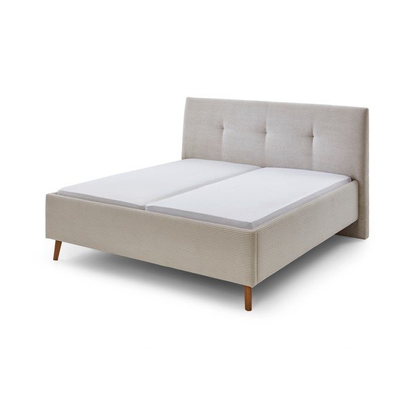 Letto matrimoniale imbottito beige con contenitore con rete inclusa 180x200 cm Madea – Meise Möbel