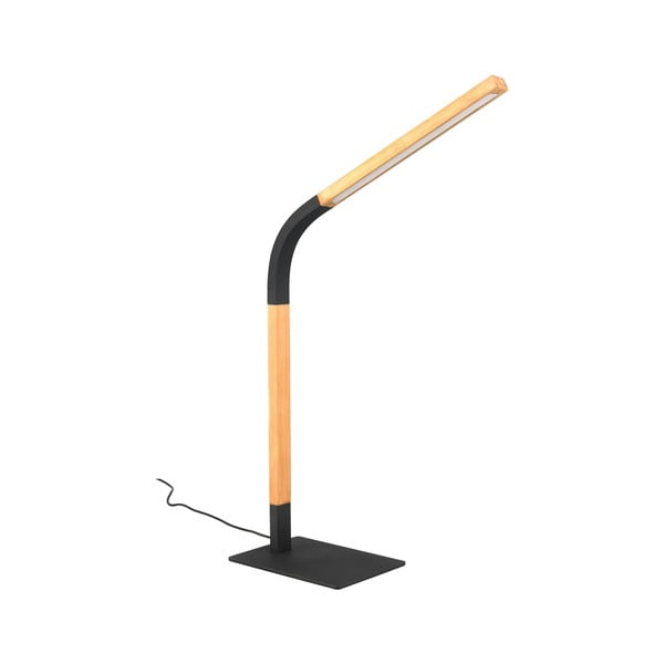 Lampada da tavolo dimmerabile a LED in colore nero e naturale con paralume in legno (altezza 73,5 cm) Norris - Trio-image-2