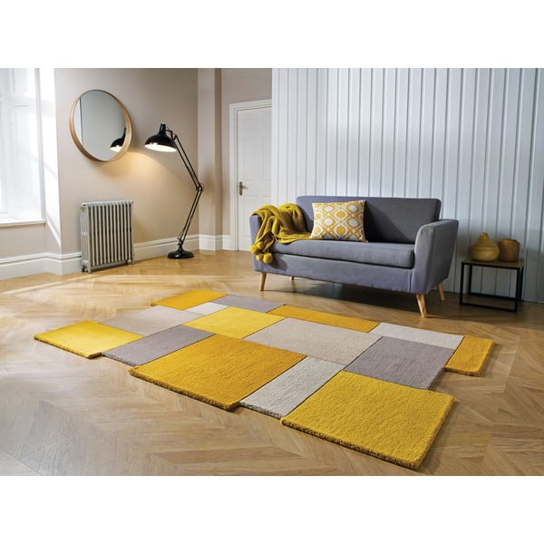 Tappeto in lana giallo/beige 120x180 cm Collage - Flair Rugs-image-1