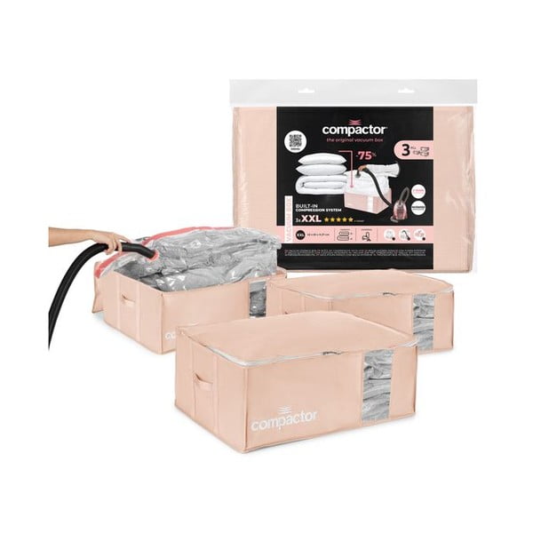 Set di organizer per vestiti sottovuoto in plastica 3 pz  65x45x27 cm Pink Edition - Compactor