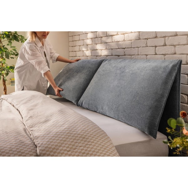 Letto matrimoniale imbottito blu con contenitore con rete inclusa 180x200 cm Myra Pillow – Bonami Selection-image-3