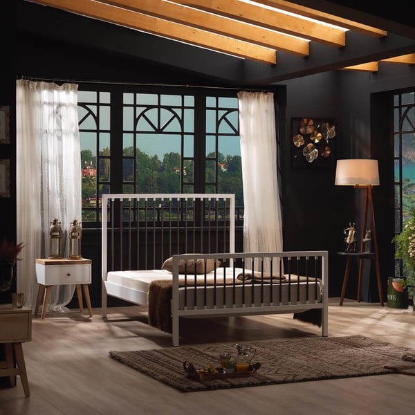 Letto matrimoniale in metallo bianco con griglia 180x200 cm Breeze - Kalune Design-image-4