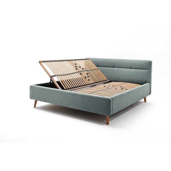 Letto matrimoniale imbottito azzurro con contenitore con rete inclusa 180x200 cm Lotte – Meise Möbel-image-4