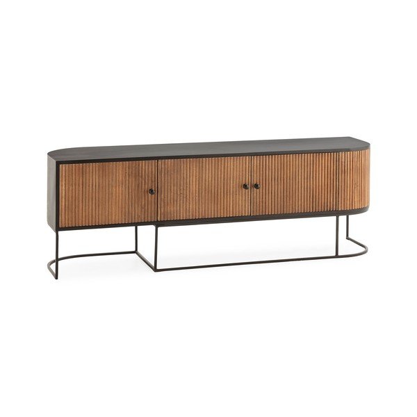 Mobile TV di colore naturale in mango massiccio 160x55x40 cm Curve – MOME
