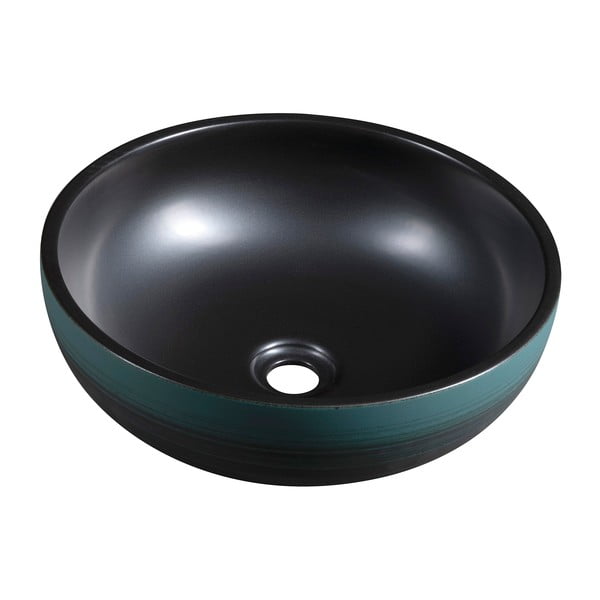 Lavabo rotondo nero/turchese in ceramica ø 41 cm Priori – Sapho