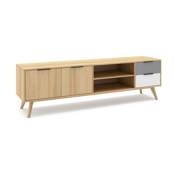 Tavolo TV in legno di pino di colore naturale 180x53 cm Elfa - Marckeric-image-3