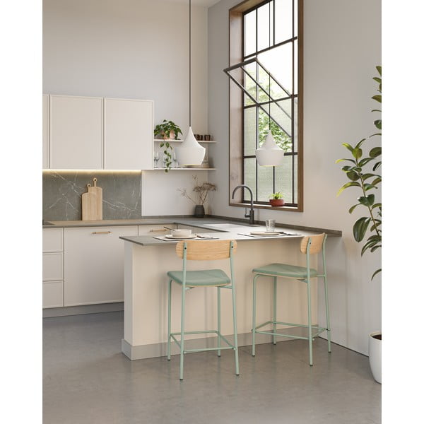 Set di 2 sgabelli da bar in colore blu-naturale (altezza seduta 66 cm) Adriana - Marckeric-image-1