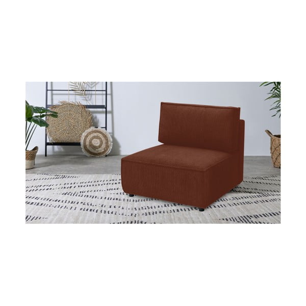 Modulo divano in velluto a coste color mattone, pezzo centrale Nihad modular - Bobochic Paris-image-1