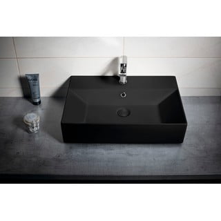 Lavabo nero in ceramica 60x42 cm Sistema – Sapho