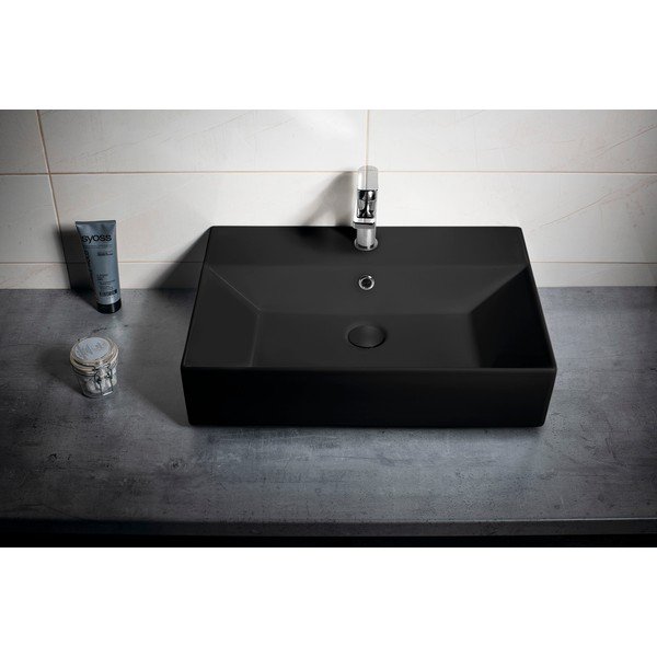 Lavabo nero in ceramica 60x42 cm Sistema – Sapho-image-1