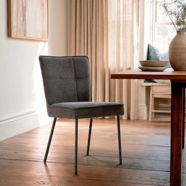 Sedie da pranzo in set grigio scuro imbottito 2 pz Vesta – MOME-image-1