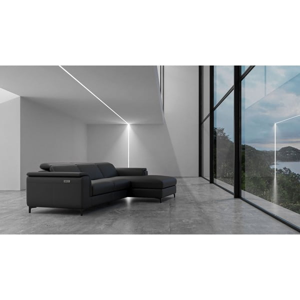 Divano angolare in pelle grigio scuro (angolo destro) Brito - MESONICA-image-1