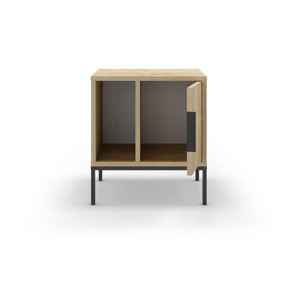 Comodino in rovere decorato in colore naturale Lani - Marckeric-image-3