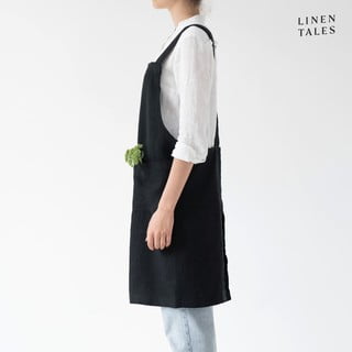 Grembiule in lino Black - Linen Tales