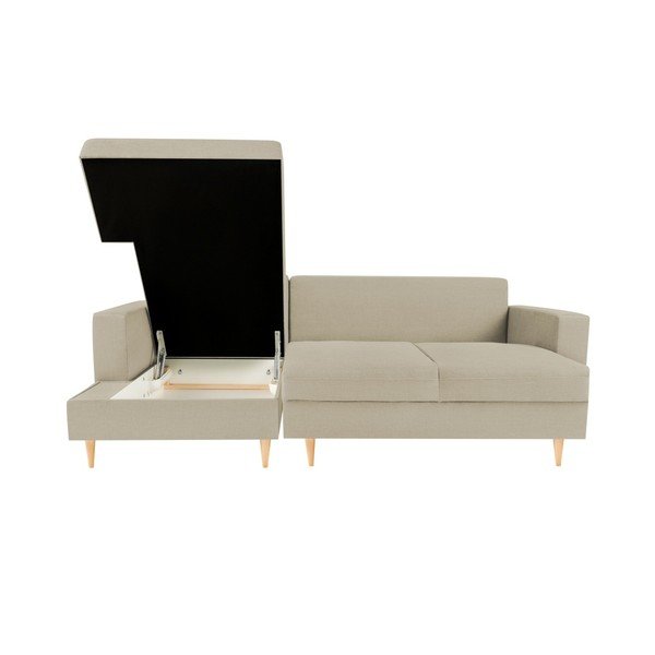 Divano letto angolare beige con lettino sul lato sinistro Iris - Mazzini Sofas-image-1
