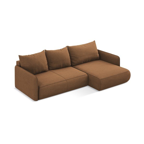 Divano angolare arancione allungabile/con contenitore (con penisola a destra) Nanea – Makamii-image-4