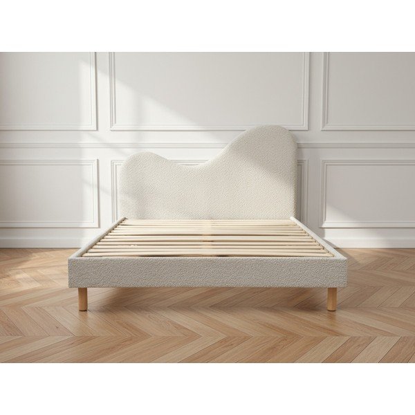Letto matrimoniale imbottito beige imbottito con rete inclusa 160x200 cm Celina – Bobochic Paris-image-3