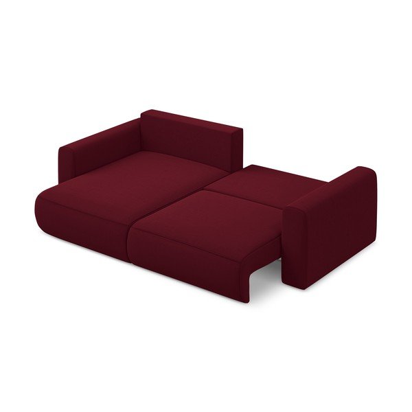 Divano angolare burgundy allungabile/con contenitore (con penisola a sinistra/con chaise lounge) con rivestimento in velluto Kapua – Makamii-image-3