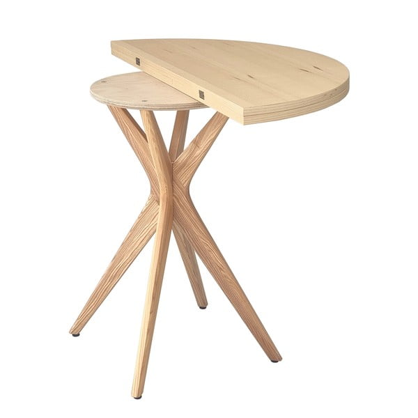 Tavolo da pranzo rotondo con piano effetto frassino allungabile 45x90 cm Jubi – Ragaba-image-2