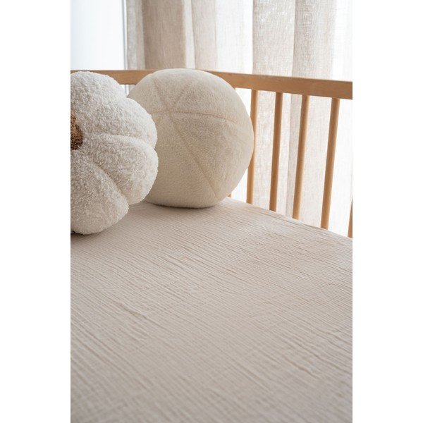 Lenzuolo con angoli per bambini beige in mussola per culla 60x120 cm Burumcuk – Mijolnir-image-2