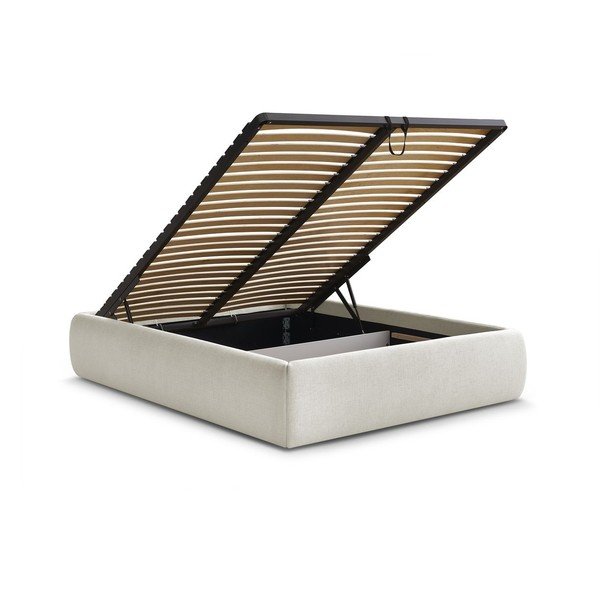 Letto matrimoniale imbottito beige con contenitore/senza testiera con rete inclusa 160x200 cm Inera – Bobochic Paris-image-3