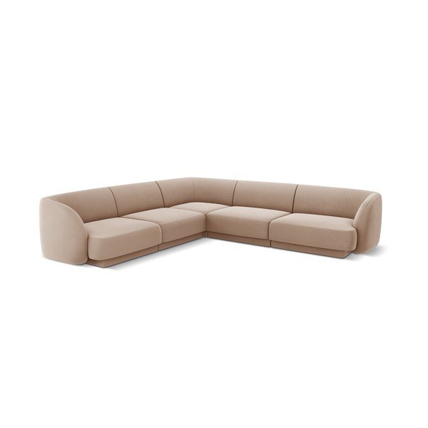 Divano angolare in velluto beige Miley - Micadoni Home