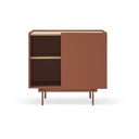 Cassettiera bassa in rovere decorato color mattone naturale 90x78 cm Otto - Teulat