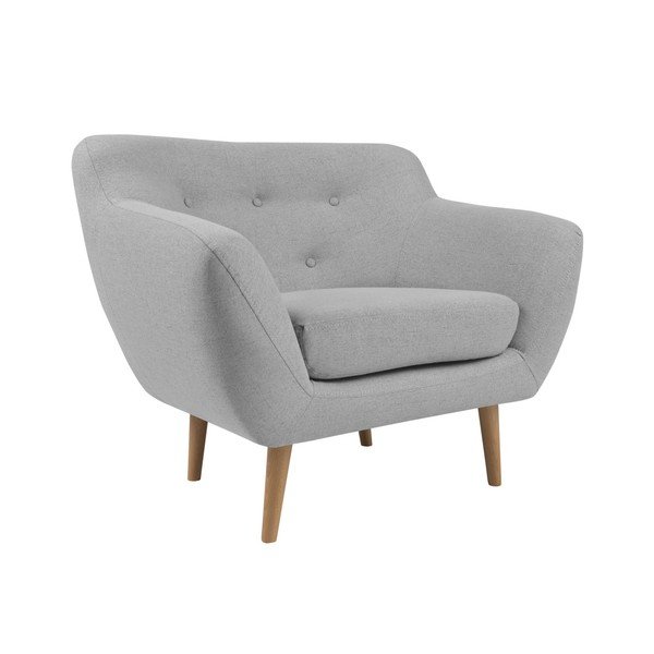 Poltrona grigio chiaro con gambe chiare Sicile - Mazzini Sofas-image-3