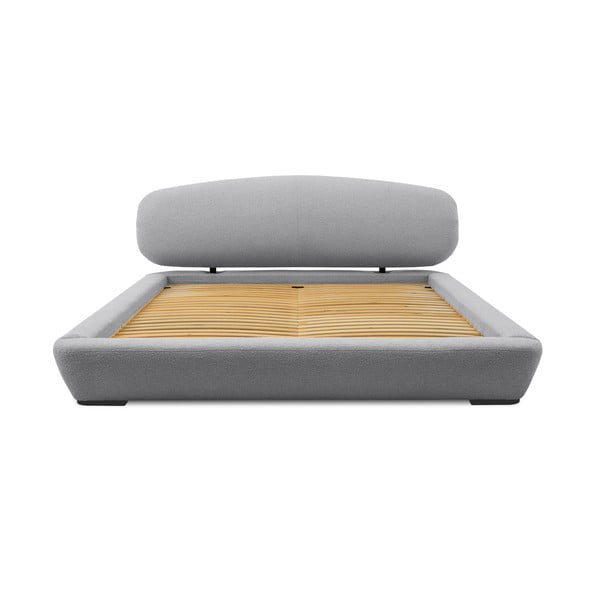 Letto matrimoniale imbottito grigio con doghe in legno 160x200 cm Odette - Scandic-image-3