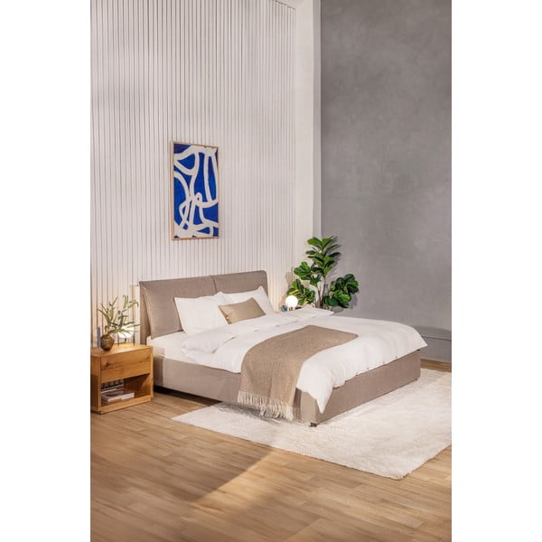 Letto matrimoniale imbottito grigio tortora con contenitore con rete inclusa 180x200 cm Myra Pillow – Bonami Selection-image-1