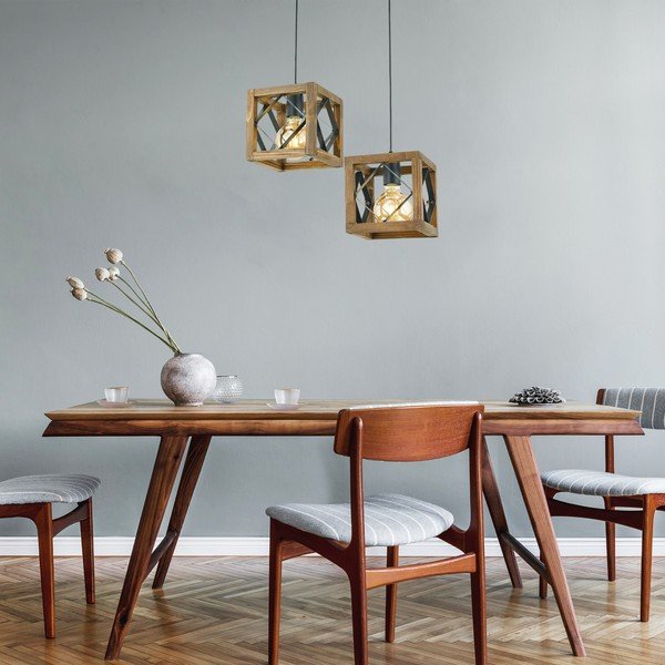 Lampada a sospensione in carpino Zikzak Tepsili - Opviq lights-image-1