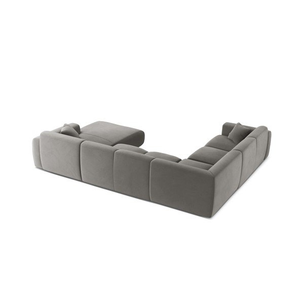 Divano angolare grigio (a U) con rivestimento in velluto Molino – Micadoni -image-2