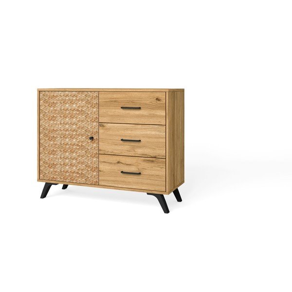 Cassettiera bassa in rovere naturale 92x81 cm Malaca - Marckeric-image-2