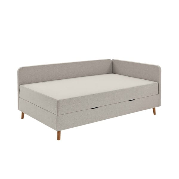 Letto singolo imbottito beige con contenitore con materasso incluso 90x200 cm Cabana – Meise Möbel