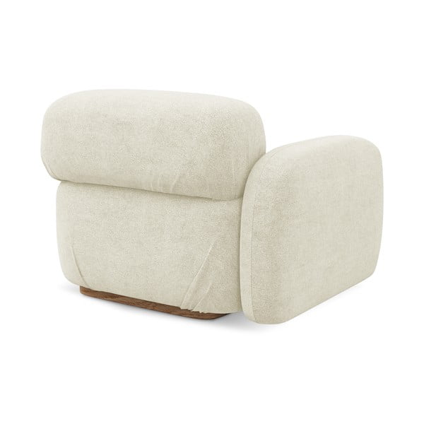 Parte divano componibile color crema (con penisola a sinistra) con rivestimento in bouclé Ailani – Makamii-image-3