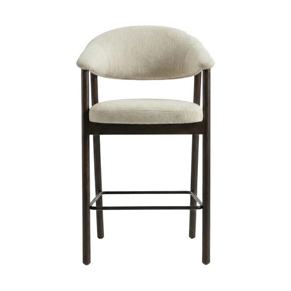 Sgabello da bar marrone/color crema imbottito con braccioli (altezza della seduta 67 cm) Elk – Unique Furniture-image-1