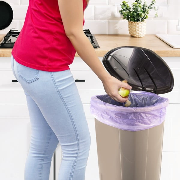 Cestino per la spazzatura marrone in plastica con pedale 30 l – Orion-image-2