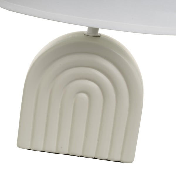 Lampada da tavolo in ceramica bianca e beige con paralume in tessuto (altezza 31 cm) - Casa Selección-image-3
